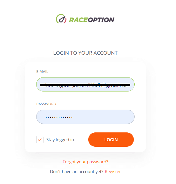Как зарегистрировать и подтвердить учетную запись в Raceoption
